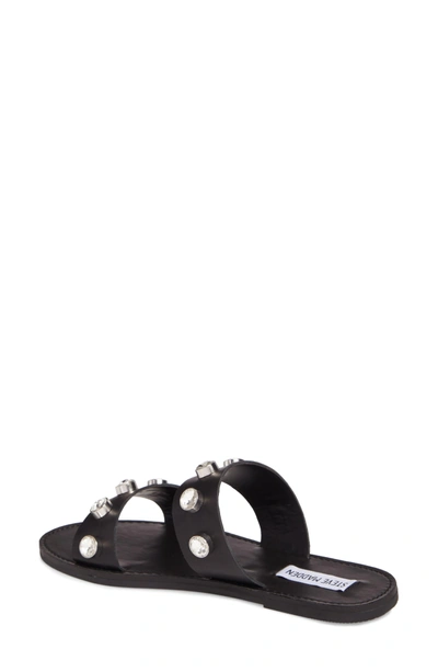 Shop Steve Madden Jessy Embellished Slide Sandal In Black Leather