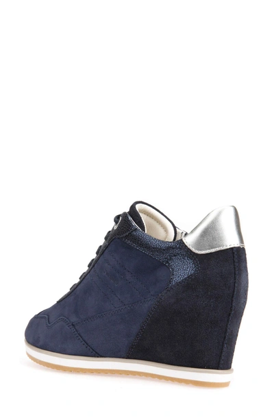 Geox Illusion 34 Wedge Sneaker In Navy Leather | ModeSens