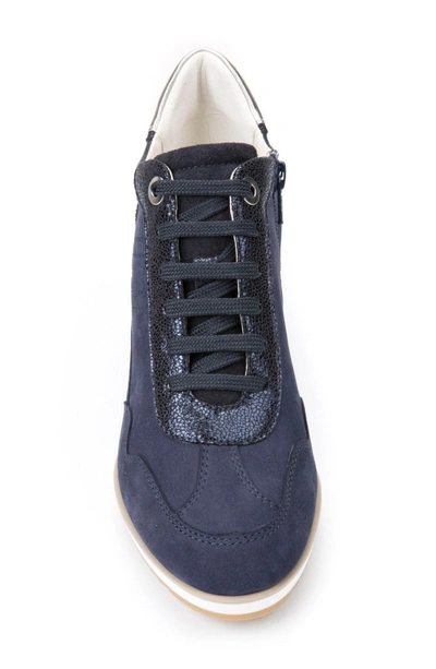 Geox Illusion 34 Wedge Sneaker In Navy Leather | ModeSens