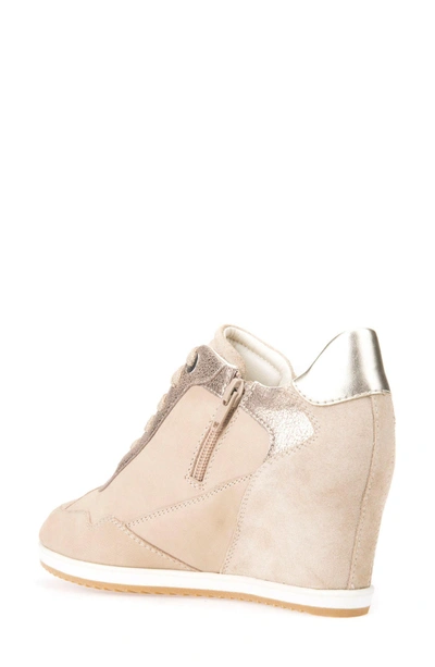 Shop Geox Illusion 34 Wedge Sneaker In Sand Leather