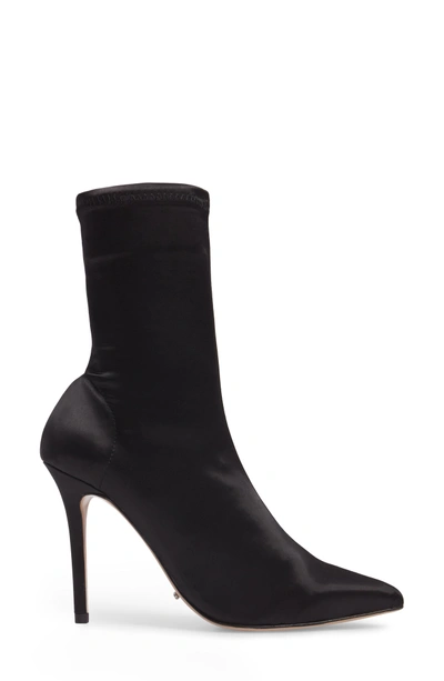 Shop Tony Bianco Davis Stretch Satin Bootie In Black Satin