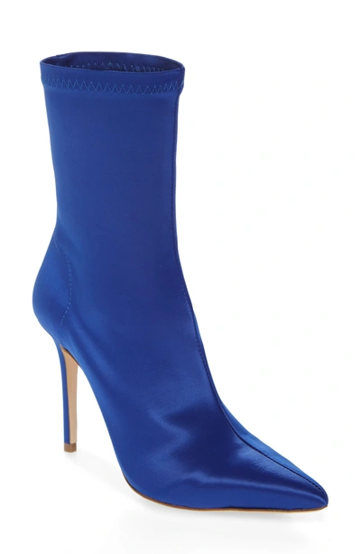 Shop Tony Bianco Davis Stretch Satin Bootie In Blue Stretch Satin