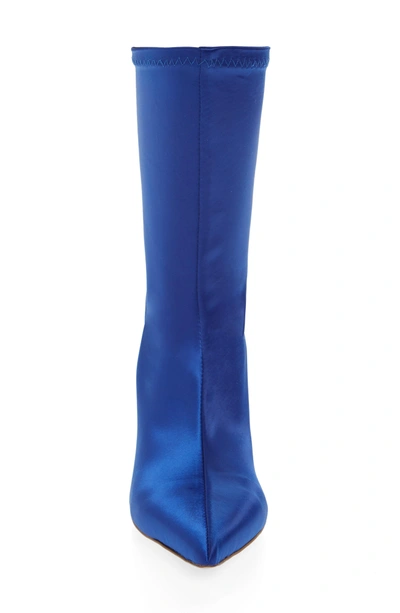 Shop Tony Bianco Davis Stretch Satin Bootie In Blue Stretch Satin