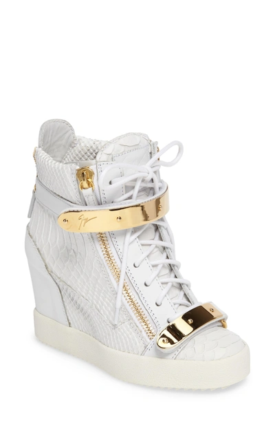 Shop Giuseppe Zanotti Wedge Sneaker In White