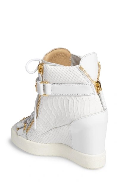 Shop Giuseppe Zanotti Wedge Sneaker In White