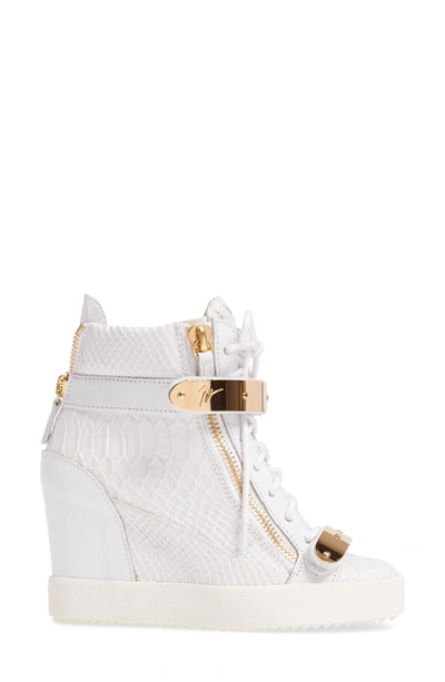 Shop Giuseppe Zanotti Wedge Sneaker In White