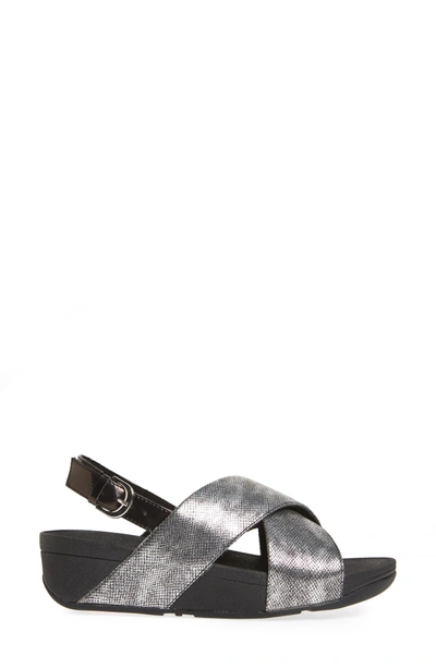 Shop Fitflop Lulu Crisscross Sandal In Black Shimmer Print