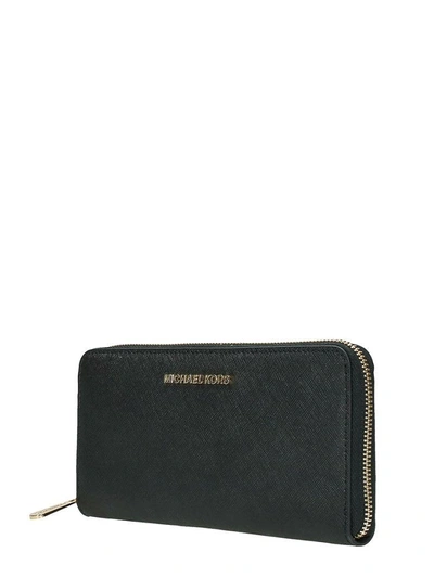 Shop Michael Kors Black Saffiano Leather Jet Set Wallet