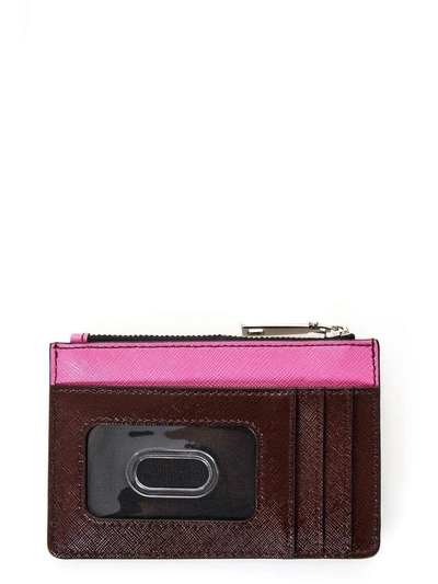 Shop Marc Jacobs Fuxia & Burgundy Top Zip Pouch In Fuxia-burgundy