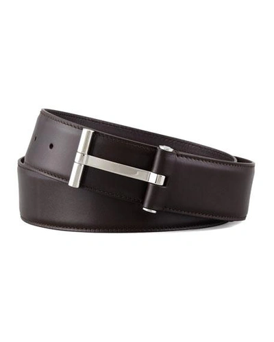 Shop Tom Ford Men's Leather T-buckle Belt, Brown