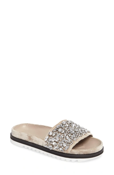 Shop Joie Jacory Crystal Embellished Slide Sandal In Fog