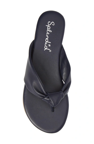 Shop Splendid Bridgette Knotted Flip Flop In Navy Leather