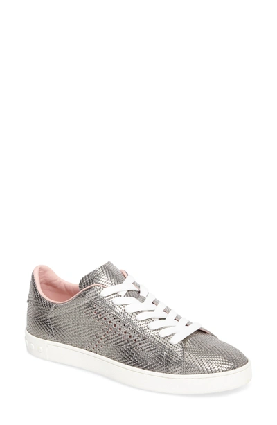 Shop Tod's Perforated T Sneaker In Platinum