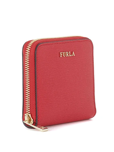 Shop Furla Babylon Small Ruby Saffiano Leather Wallet In Rosso