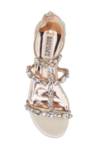 Shop Badgley Mischka Warren Crystal Embellished Sandal In Ivory Satin