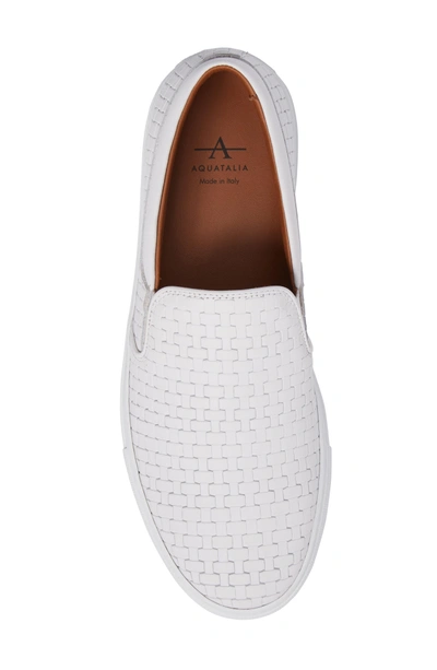 Shop Aquatalia Ashlynn Embossed Slip-on Sneaker In White