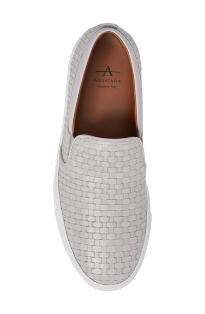 Shop Aquatalia Ashlynn Embossed Slip-on Sneaker In Light Grey