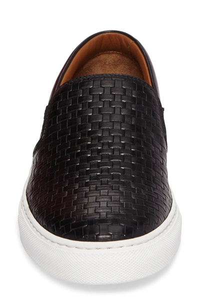 Shop Aquatalia Ashlynn Embossed Slip-on Sneaker In Black