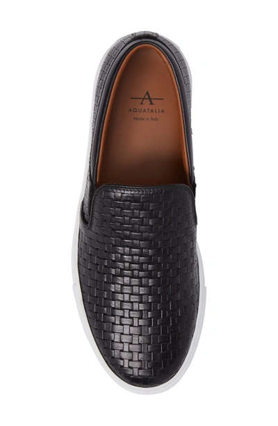 Shop Aquatalia Ashlynn Embossed Slip-on Sneaker In Black