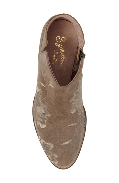 Shop Seychelles Lantern Embroidered Short Bootie In Taupe Suede
