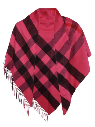 Shop Burberry Plaid Scarf In Bright Rose Pink