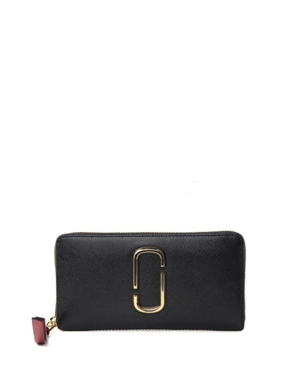 Shop Marc Jacobs Snapshot Standard Color-block Saffiano-leather Continental Wallet In Nero