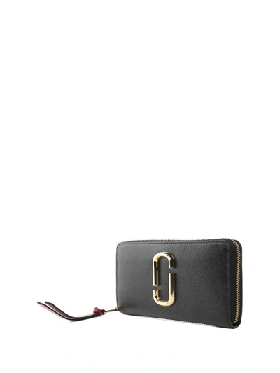 Shop Marc Jacobs Snapshot Standard Color-block Saffiano-leather Continental Wallet In Nero