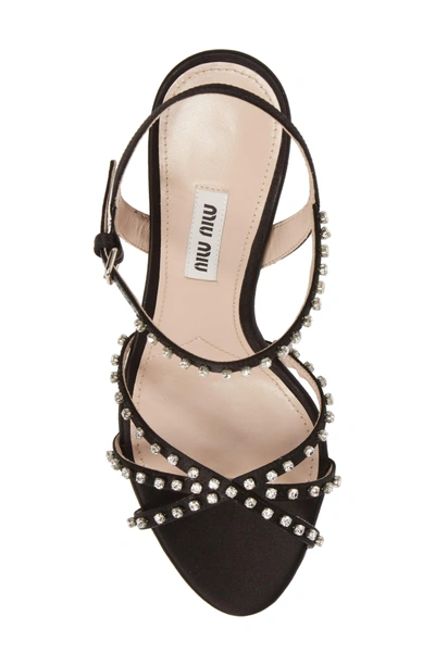 Shop Miu Miu Crystal Embellished Sandal In Black