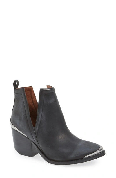Shop Jeffrey Campbell Cromwell Cutout Western Boot In Black Distressed Suede