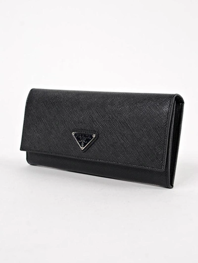 Shop Prada Saffiano Continental Wallet In Nero 1