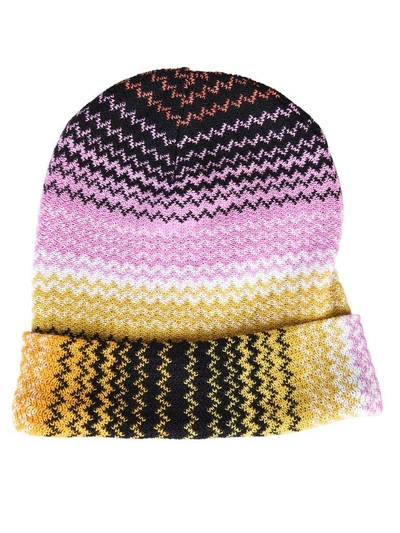 Shop Missoni Zigzag Knitted Beanie In Multicolor