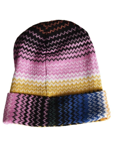 Shop Missoni Zigzag Knitted Beanie In Multicolor