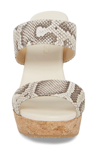 Shop Jimmy Choo Parker Platform Wedge Sandal In Natural/ Snakeprint