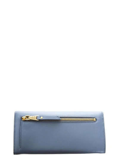 Shop Miu Miu Sky Leather Continental Wallet With Bow Detail In Astral