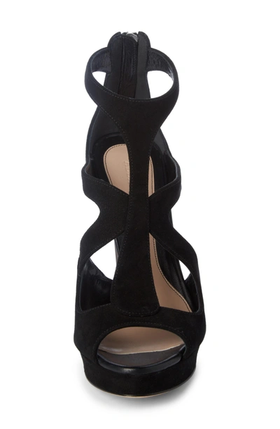 Shop Alexander Mcqueen Suede Cage Sandal In Black