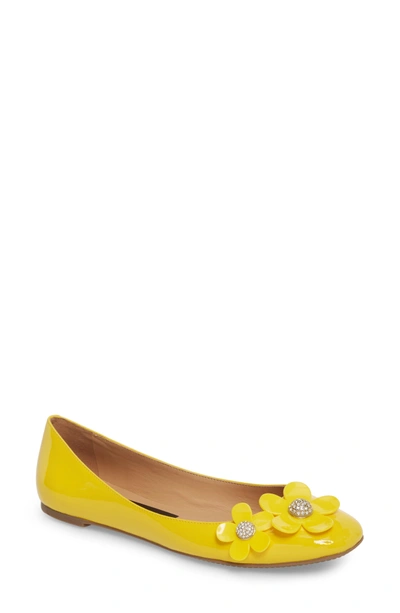 Shop Marc Jacobs Daisy Studded Ballet Flat In Yellow