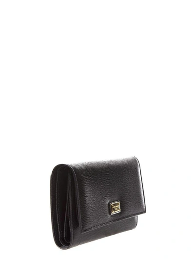 Shop Dolce & Gabbana Leather Wallet With Logo Tag In Black