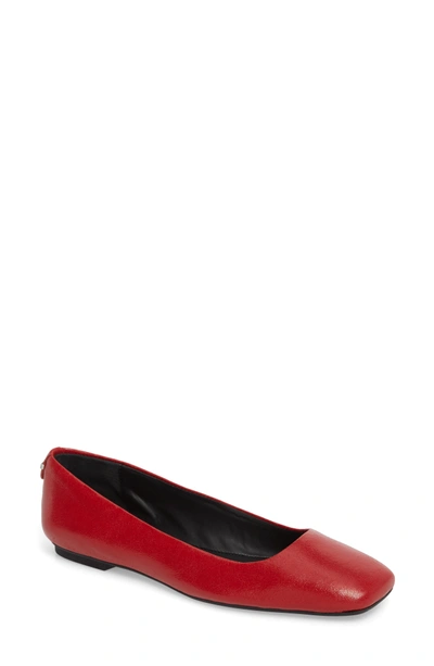 Calvin Klein Women's Square-toe Enith Flats Women's Shoes In Crimson Red |  ModeSens