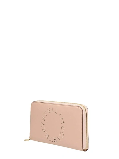 Shop Stella Mccartney Lettering Zip Wallet In Rose-pink