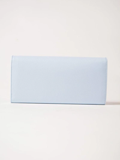 Shop Ferragamo Gancino Clip Wallet In Pale Blue