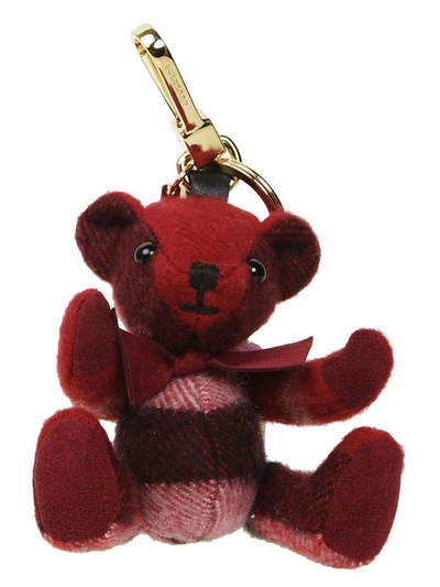 Shop Burberry Thomas Bear Keyring In Rosso