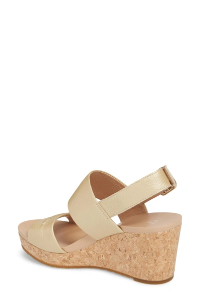 Shop Ugg Elena Ii Metallic Platform Wedge Sandal In Soft Gold