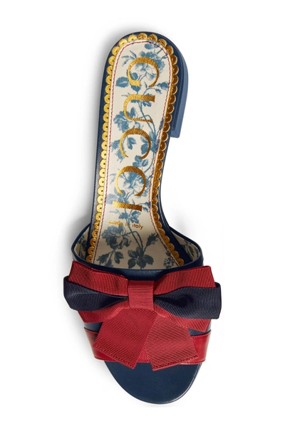 Shop Gucci Sackville Bow Sandal In Blue/ Red