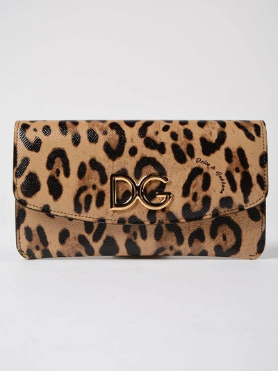 Shop Dolce & Gabbana Leopard Print Wallet In Brown