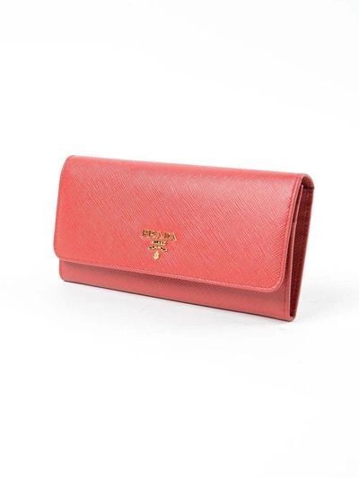 Shop Prada Saffiano Continental Wallet In 68z Fuoco