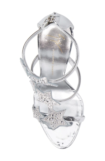 Shop Giuseppe Zanotti Coline Embellished Star Strap Sandal In Silver