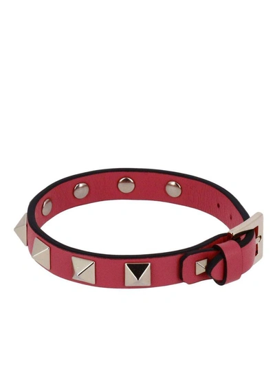 Shop Valentino Jewel  Rockstud Bracelet With Maxi Metal Studs In Pink