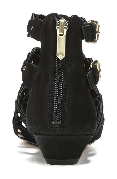 Shop Sam Edelman Draper Cage Sandal In Black Nubuck Leather