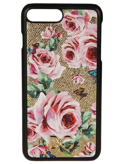 Shop Dolce & Gabbana Rose Print Iphone 6 Plus Case In Gold