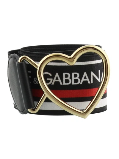 Shop Dolce & Gabbana Heart Belt In White-black
